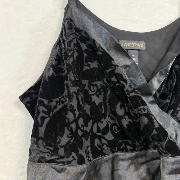 Lane Bryant 28 Surplice Top Velvet Burnout Paisley‎ Satin Babydoll Whimsigoth - Picture 3 of 11